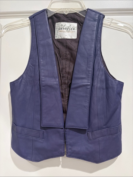 Absolute Jackets & Blazers - Absolute Leather Sleeveless Vest in Deep Purple, size small, Whimsigoth Festival